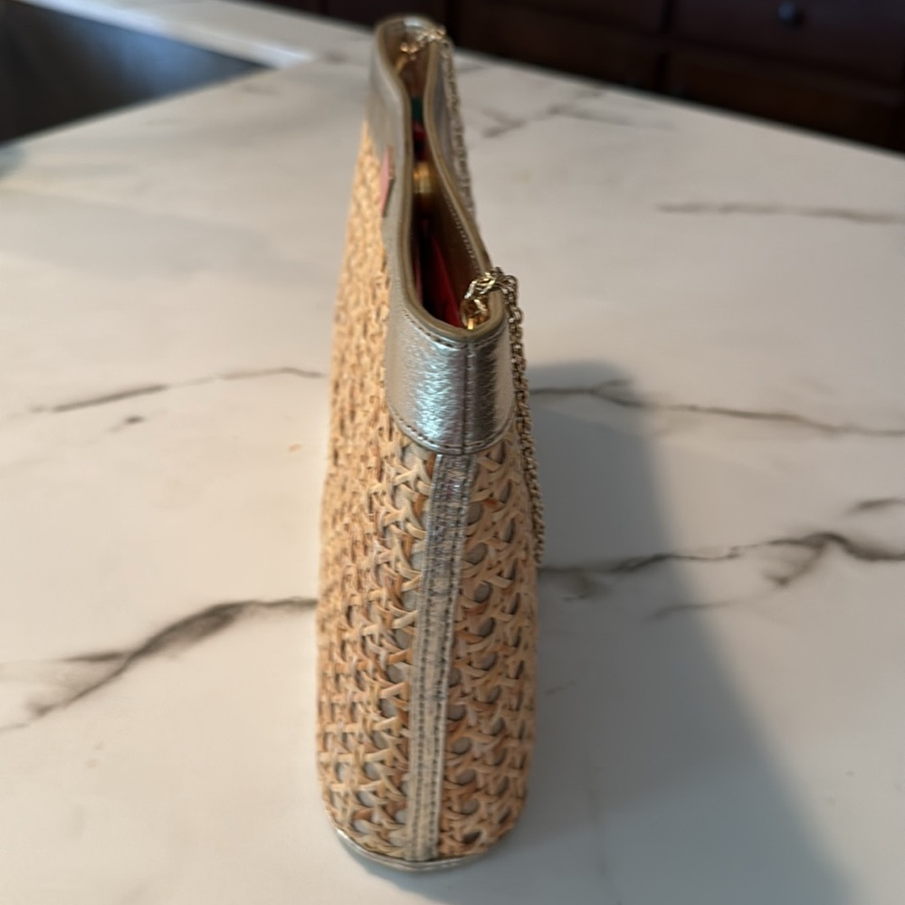 Lilly Pulitzer Woven Rattan Clutch with Gold Trim - Picture 3 of 5